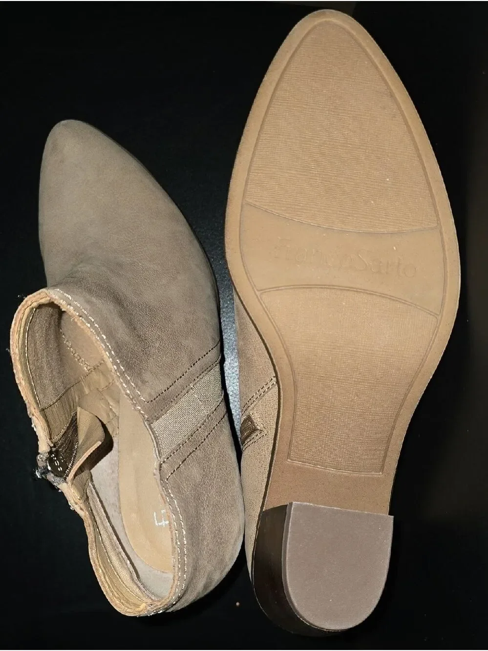 Franco Sarto‎ Shoes Womens Size 8 Taupe Suede-Look Pointed Ankle Booties Stylish